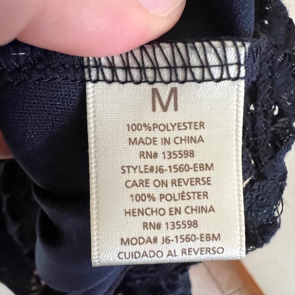 Liberty Love Navy Blue High-Low Sheer Dress Size Medium - Picture 8 of 9